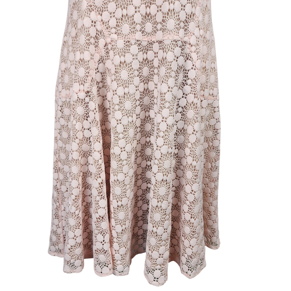 Tommy Hilfiger Fit Flare Dress Womens 14 Pink Lace Wedding Guest Brunch Shower - Picture 5 of 10